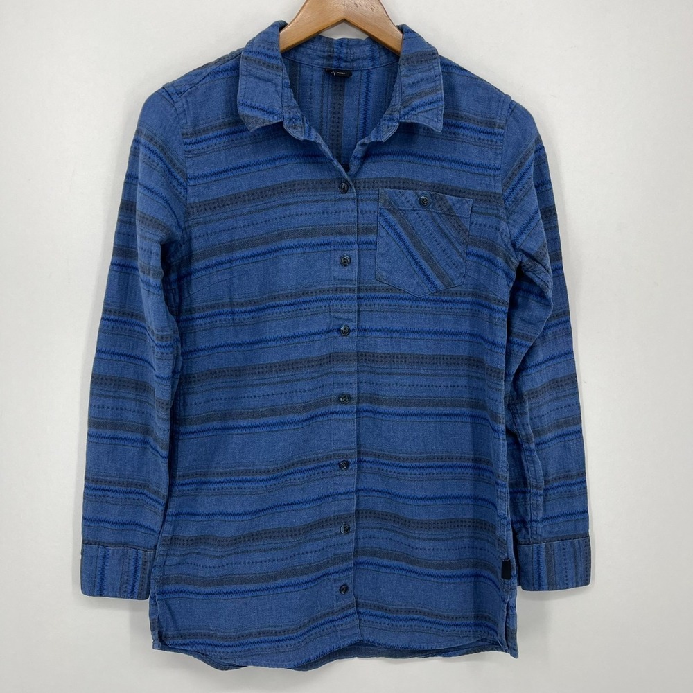 Patagonia Long Sleeve Button Shirt Women's‎ S Blue Organic Cotton Flannel Pocket
